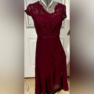 Miusol Burgundy Lace Dress